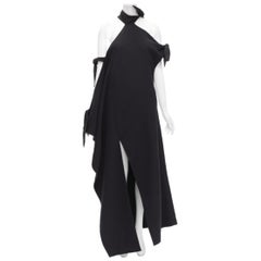 ROSIE ASSOULIN 2015 Pasarela negro hombros fríos abertura alta vestido halter US2 S