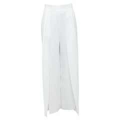 MATICEVSKI 2022 Duplicate white slit pleat front cropped pants AUS10 L