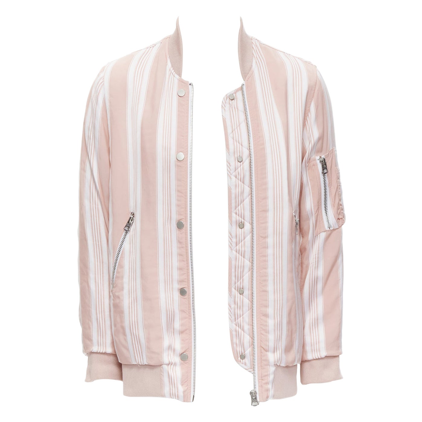ACNE STUDIOS Varden 2016 bomber imbottito a righe bianche e rosa FR34 XS