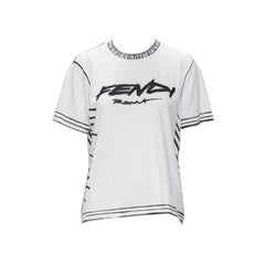 FENDI 2022 Joshua Vides tshirt en coton blanc imprimé illustration logo broderie M