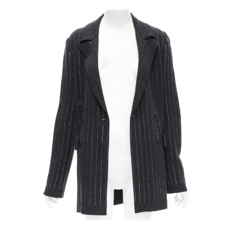 BARRIE 100% reiner Kaschmir dunkelgrauer doppelreihiger Blazer mit Nadelstreifen S
