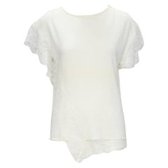 LANVIN crema, bianco, misto lana e pizzo, pullover lavorato a maglia M