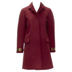 BURBERRY PROPRSUM 90% mezcla de cachemira abrigo rojo oro barra metálica IT38 XS