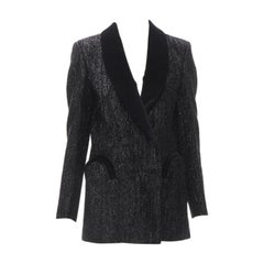 BLAZE MILANO Midnight Smoking metallic black lurex chenille velvet blazer US0 XS