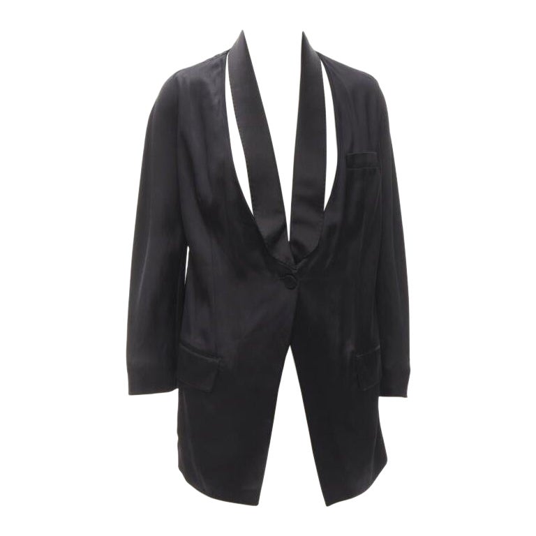 GIVENCHY Riccardo Tisci silk black cut out collar kimono robe blazer FR34 XS For Sale