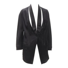 GIVENCHY Riccardo Tisci seda negro cuello recortado kimono blazer FR34 XS
