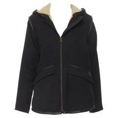 MAJE nero Cappotto posteriore svasato completamente foderato in pelle FR36 S