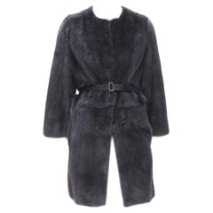 FENDI grey black fur leather 4-way reversible zip belted coat jacket IT38