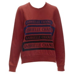 CHANEL 2017 Gabrielle Pullover aus rotem Baumwoll-Fleece mit Samtdruck FR40 M