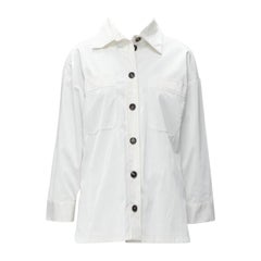 FENDI white polyester brown FF Zucca monogram lined overshirt jacket IT36 XS