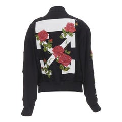 Blouson bombardier OFF WHITE C/O VIRGIL ABLOH avec logo brodé de fleurs roses noires XS