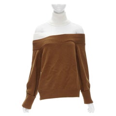 MONSE merino wool black brown slash off shoulder turtleneck collar sweater M