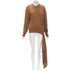 MONSE braun 100% Wolle XL Sicherheitsnadel drapierter Saum Pullover M