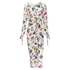 JASON WU white tropical floral print twist draped viscose dress M