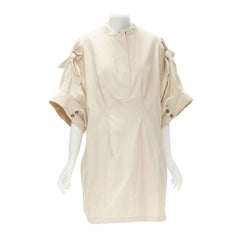 3.1 PHILLIP LIM beige cotton blend knot tie oversized cocoon dress US2 S