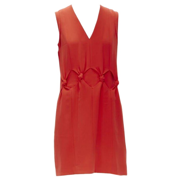 VVB VICTORIA BECKHAM red polyester crepe knot detail cocktail dress UK8 S For Sale