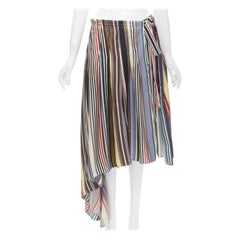 MONSE rainbow striped silk belted front asymmetric skirt US6 M