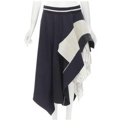 MONSE Runway mixed navy grey patchwork asymmetric skirt US4 S