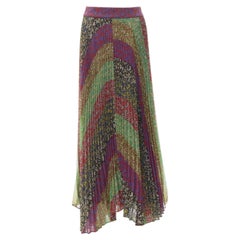 Jupe longue plissée à rayures Jasmine multi cachemire ALICE OLIVIA, taille US 6 M