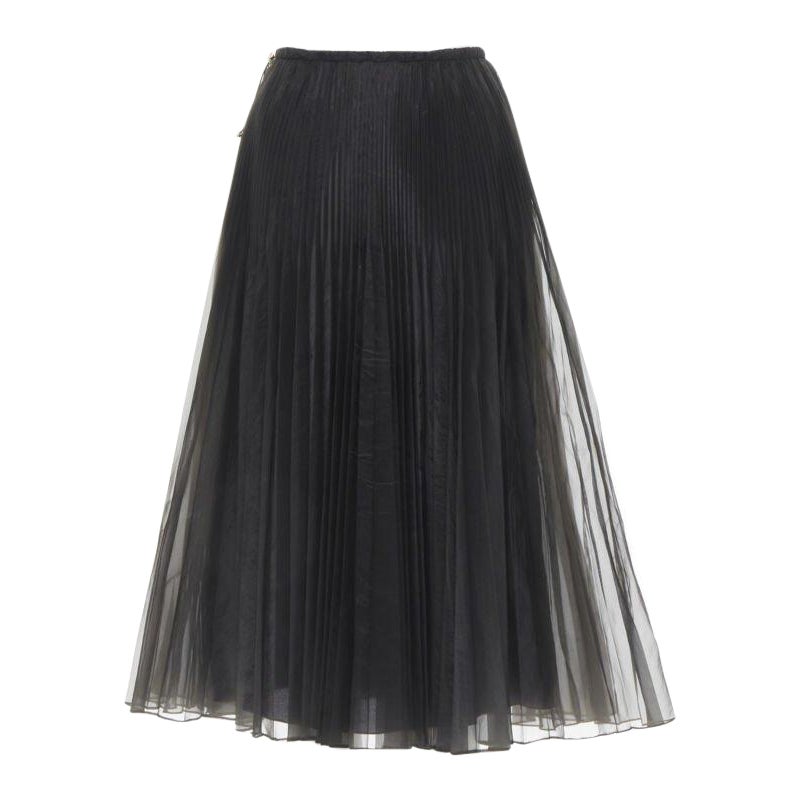 FENDI falda midi acampanada plisada con cordón en la cintura IT36 XS en venta