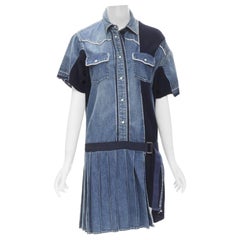 SACAI 2018 vestido falda con cinturón de punto vaquero lavado JP3 L