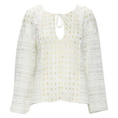 S.S. White, top in pizzo all'uncinetto, trasparente e dorato, di Temperley London, US4 S.