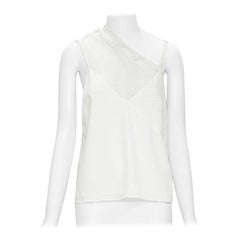 CHRISTOPHER ESBER camisole blanche asymétrique avec bordure en dentelle GB10 M
