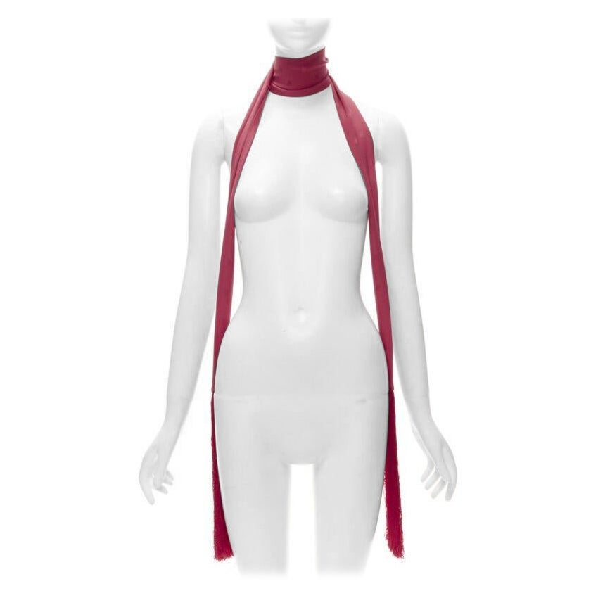FENDI 100% silk FF monogram jacquard fringe extra long scarf For Sale