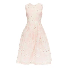 SIMONE ROCHA Kimono vestido midi floral en mezcla de algodón y seda rosa UK10 M