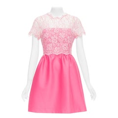 VALENTINO 2011 Runway pink wool blend floral lace overlay bodice dress IT42 M