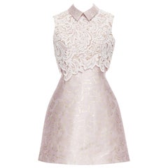 MARY KATRANTZOU blush gold jacquard crystal lace overlay bodice dress UK10 M