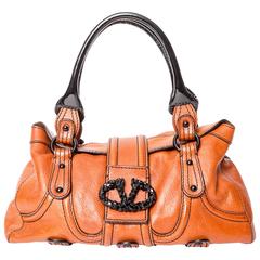 Valentino Bag with Black Patent Top Handles and Black Crystal Logo