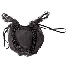 Retro Yves Saint Laurent Rive Gauche Black Silk  Bag