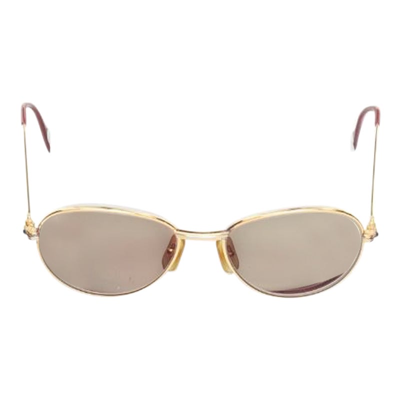 CARTIER Vintage S Sapphire 55-18 gold plated frame green lens sunglasses For Sale