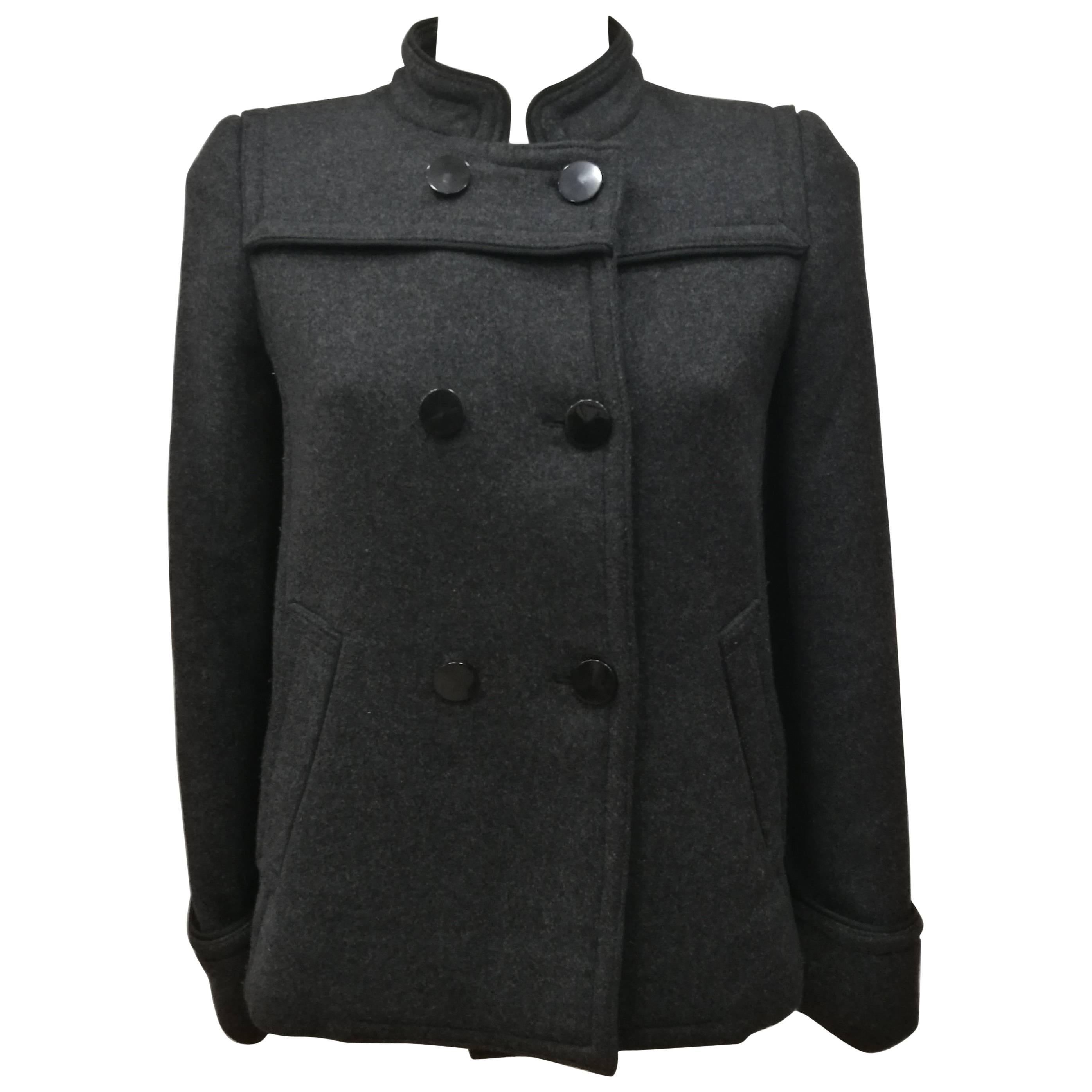 Red Valentino Virgin Wool Grey Coat For Sale