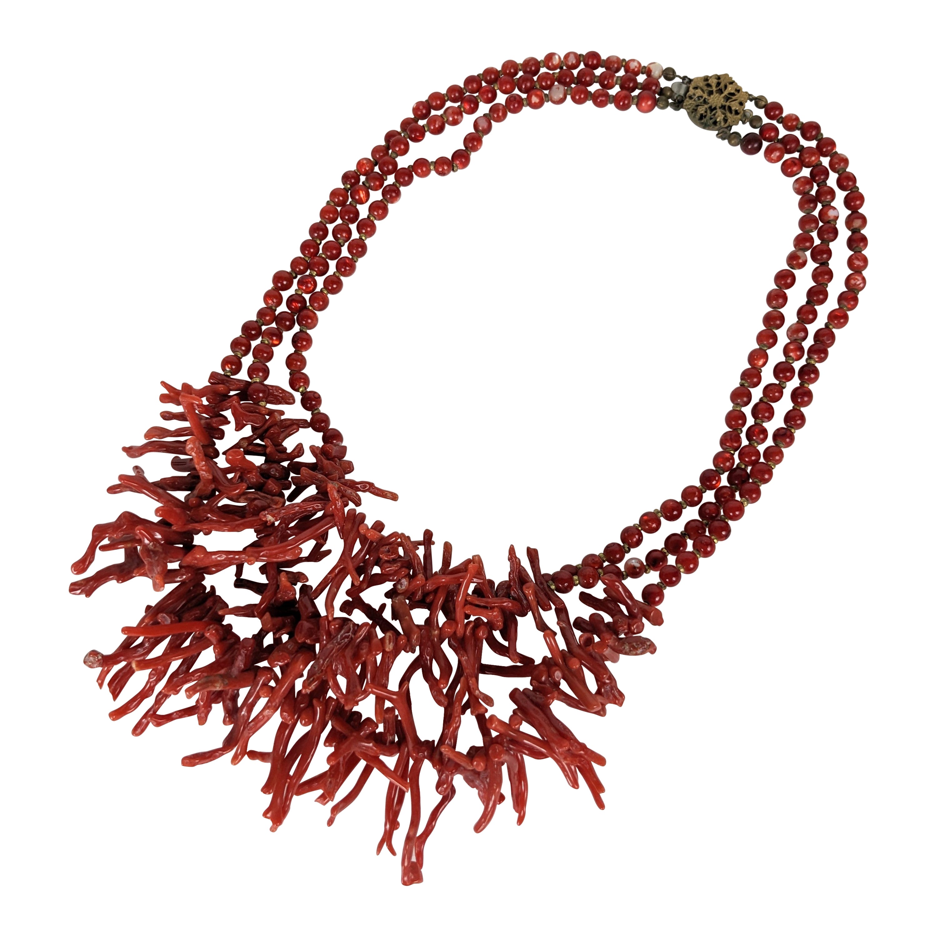 Collana di corallo con perline di Miriam Haskell Branch in vendita