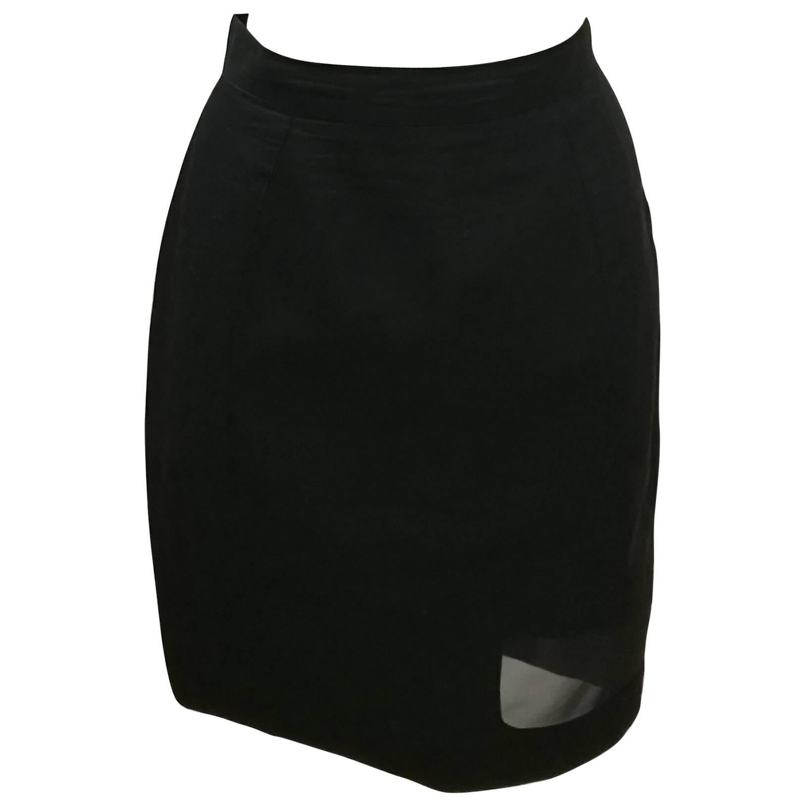 Thierry Mugler Activ Linen Black Skirt with Net