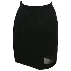 Vintage Thierry Mugler Activ Linen Black Skirt with Net