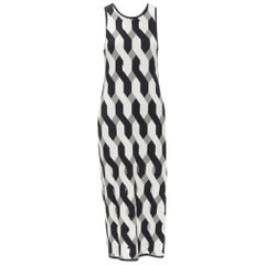 RAG & BONE black grey geometric woven cut out knitted dress S