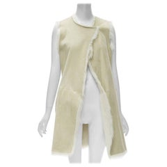 THEORY beige shearling lamb fur lined suede vest XS