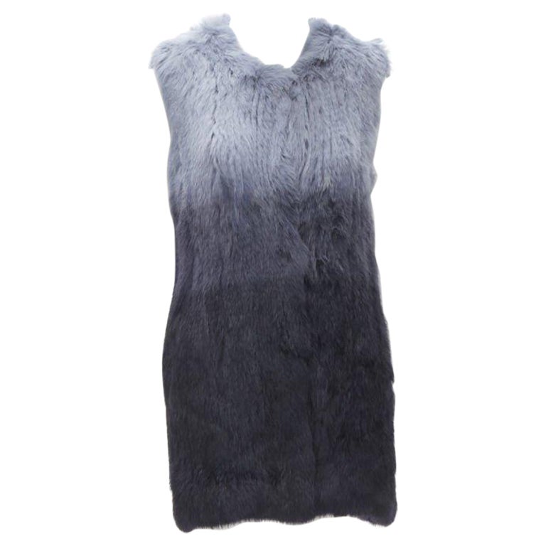 THEORY rabbit fur gradient blue fur vest jacket S
