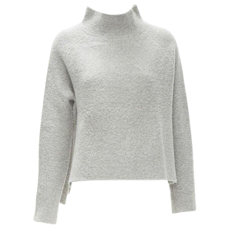 THEORY grey wool blend fuzzy stand collar step hem sweater XS