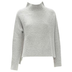 THEORY grey wool blend fuzzy stand collar step hem sweater XS