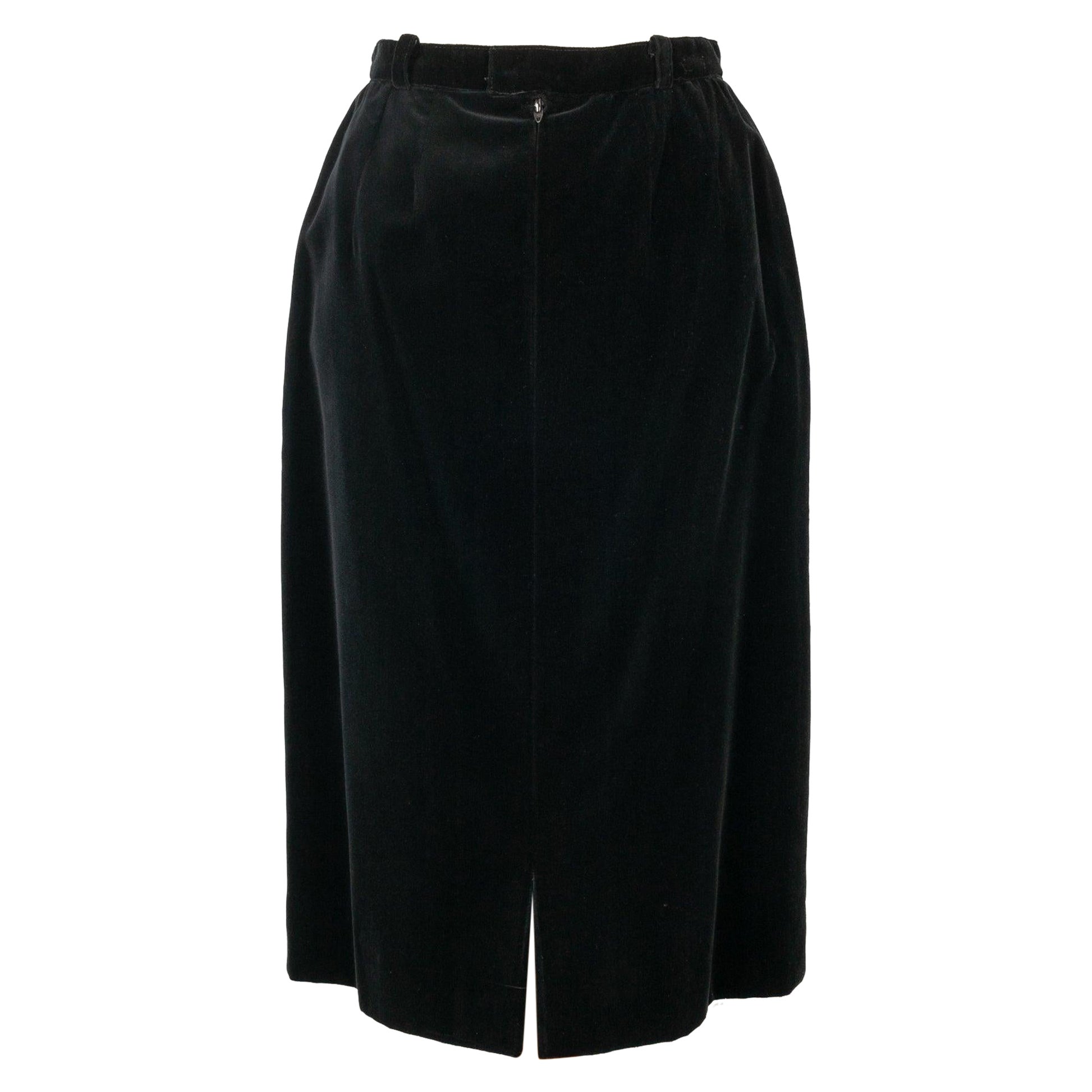 Jean-Louis Scherrer Black Velvet Skirt For Sale