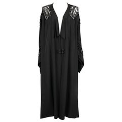 Vintage Silk Long Black Openwork Coat, 1940s