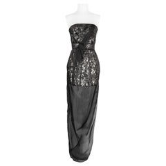 Paule Ka Bustier Long Black Taffeta Dress