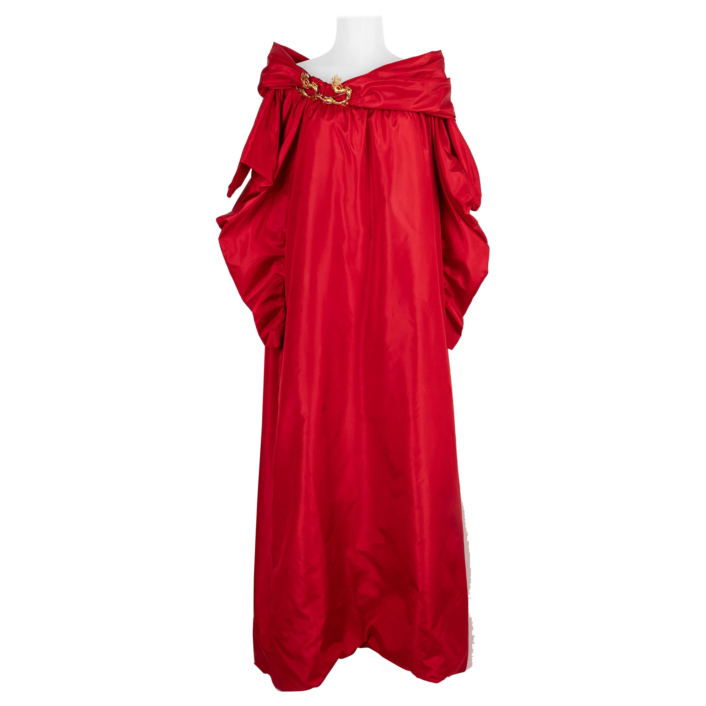 Christian Dior Long Red Silk Dress Haute Couture, 1981 For Sale at 1stDibs