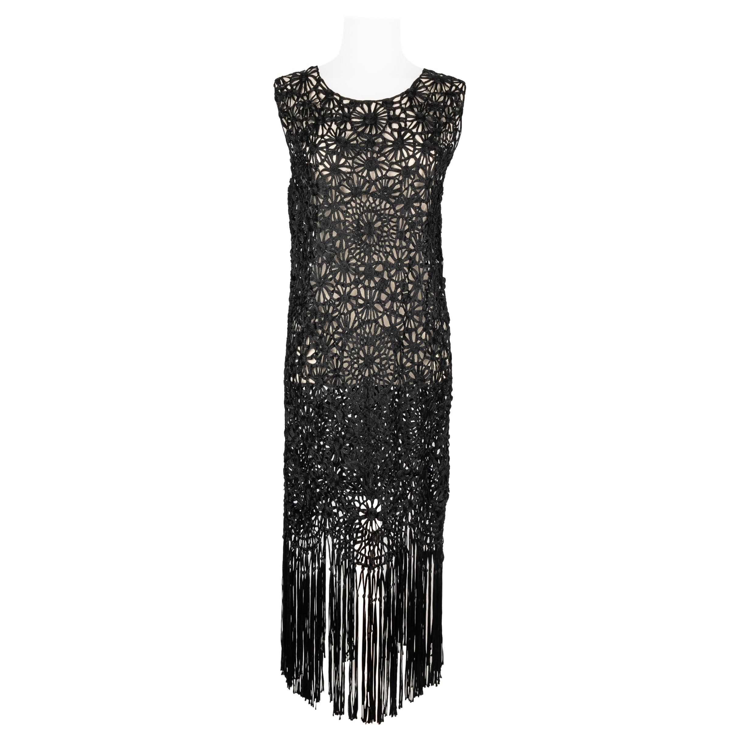 Black Dress from Ribbon Work, 1930s-1940s For Sale
