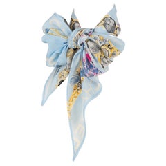 Chanel Blue-Tone Silk Muslin Foulard Printed with Jewellery Patterns