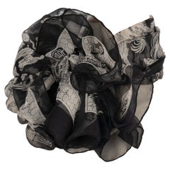 Chanel Large Black and White Silk Muslin Foulard